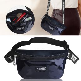 Women Shiny Leather Waist Pack Bag Adjustable Belt Bag for Traveling Casual Running Cycling