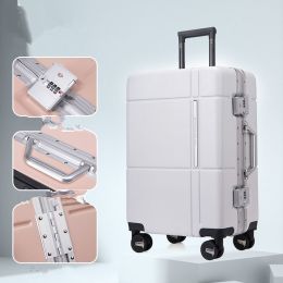 Universal Silent Wheel Password Box Large Capacity High School Student Suitcase (Option: White-22 in)