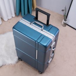 Universal Silent Wheel Password Box Large Capacity High School Student Suitcase (Option: Blue-28 in)