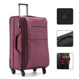 Business Luggage Oxford Bra Bar Large Capacity Password (Option: Rich purple waterproof-18inch)