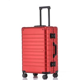 All Aluminum Magnesium Alloy Trolley Case Universal Wheel Metal Box (Option: Red-29inch)