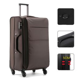 Business Luggage Oxford Bra Bar Large Capacity Password (Option: Coffee color waterproof-24inch)