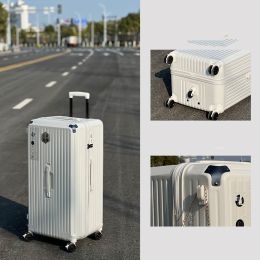 Large-capacity Trolley Case Shock-absorbing Brake Universal Wheel Password Suitcase (Option: Milk white-28inch)