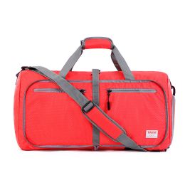 New Foldable Travel Bag Single-shoulder Portable Large Capacity Luggage (Color: Red)