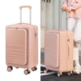 Large Capacity Suitcase Front  Lid Pull Rod Case (Option: Pink-24inch)