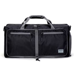 New Foldable Travel Bag Single-shoulder Portable Large Capacity Luggage (Color: Black)