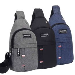 Men's Oxford Fabric Chest Bag Shoulder Crossbody Bag Canvas Backpack (Color: Grey)