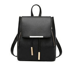 Shoulder Bag Rucksack PU Leather Backpack Travel (Color: Black, size: M)