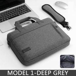 Laptop Bag Sleeve Case Protective Shoulder Carrying Case For pro 13 14 15.6 17 inch Macbook Air ASUS Lenovo Dell Huawei handbag (Color: MODEL 1-DEEP GREY, size: 15 15.6)