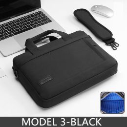 Laptop Bag Sleeve Case Protective Shoulder Carrying Case For pro 13 14 15.6 17 inch Macbook Air ASUS Lenovo Dell Huawei handbag (Color: MODEL 3-BLACK, size: 14inch)