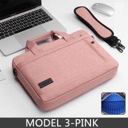 Laptop Bag Sleeve Case Protective Shoulder Carrying Case For pro 13 14 15.6 17 inch Macbook Air ASUS Lenovo Dell Huawei handbag (Color: MODEL 3-PINK, size: 14inch)