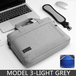 Laptop Bag Sleeve Case Protective Shoulder Carrying Case For pro 13 14 15.6 17 inch Macbook Air ASUS Lenovo Dell Huawei handbag (Color: MODEL 3-LIGHT GREY, size: 15 15.6)