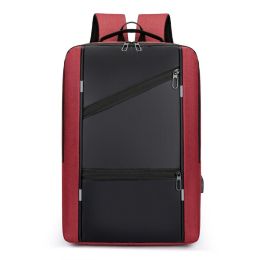 Men's Waterproof Backpack Casual Business Men Computer Backpack 15.6 Inch Laptop Bag Back Light Anti theft Travel Backpack Male (Color: Red)