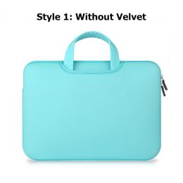 Laptop Bag Women 11 12 14 15 15.6 Inch Handbags Computer Notebook Sleeve Cover For Xiaomi Hp Lenovo MacBook Air Pro 13 Case (Color: Lake Blue no Velvet, size: 15.6 inch)