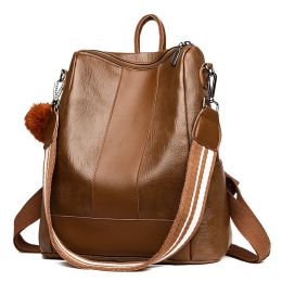 Women's Fashion Backpack Purses Multipurpose Design Handbags and Shoulder Bag PU Leather Travel bag (Color: Brown)