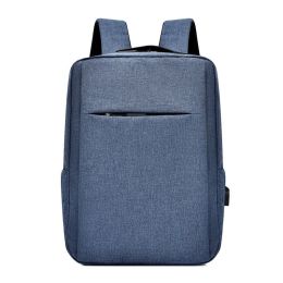 usb rechargeable backpack large capacity casual business computer backpack (Color: Blue)