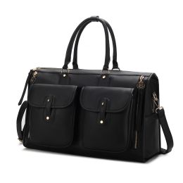 MKF Collection Genevieve Duffle Handbag Color Block Vegan Leather Women by Mia k (Color: Black, Material: Vegan Leather)