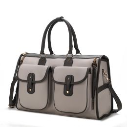 MKF Collection Genevieve Duffle Handbag Color Block Vegan Leather Women by Mia k (Color: Lt Grey, Material: Vegan Leather)