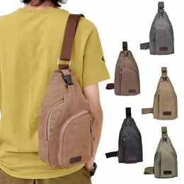 Sling Cling Cotton Canvas Messenger Bag in 5 Colors (Color: Military Green)