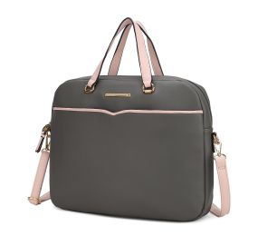 MKF Collection Rose Briefcase by Mia K (Color: Charcoal, Material: Vegan Leather)