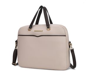 MKF Collection Rose Briefcase by Mia K (Color: Beige, Material: Vegan Leather)