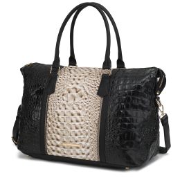 MKF Collection Raven Faux Crocodile-Embossed Vegan Leather Women's Duffle Bag by Mia K (Color: Black, Material: Vegan Leather)