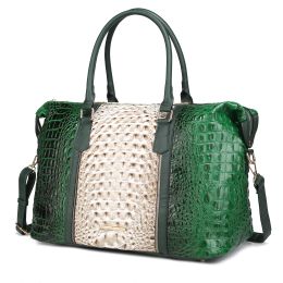 MKF Collection Raven Faux Crocodile-Embossed Vegan Leather Women's Duffle Bag by Mia K (Color: Green, Material: Vegan Leather)