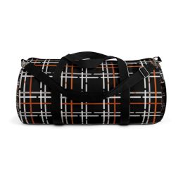 Duffel Bags, Black And Orange Tartan Style Bag (size: large)