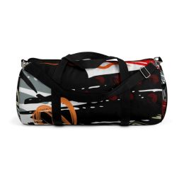 Duffel Bags, Black Red And Gray Abstract Style Bag (size: large)