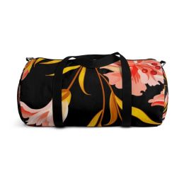 Duffel Bag, Pink Gold Floral Pattern (size: large)