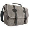 Canvas Messenger Bag for Men;  Laptop Case;  Satchel | Office Professionals;  Students;  Travel | Waxed Canvas;  Genuine Leather;  Smoked Metal Hardwa