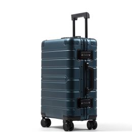 All Aluminum Magnesium Alloy Trolley Case Universal Wheel Metal Box (Option: Blue-29inch)