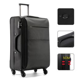 Business Luggage Oxford Bra Bar Large Capacity Password (Option: Elegant black waterproof-28inch)